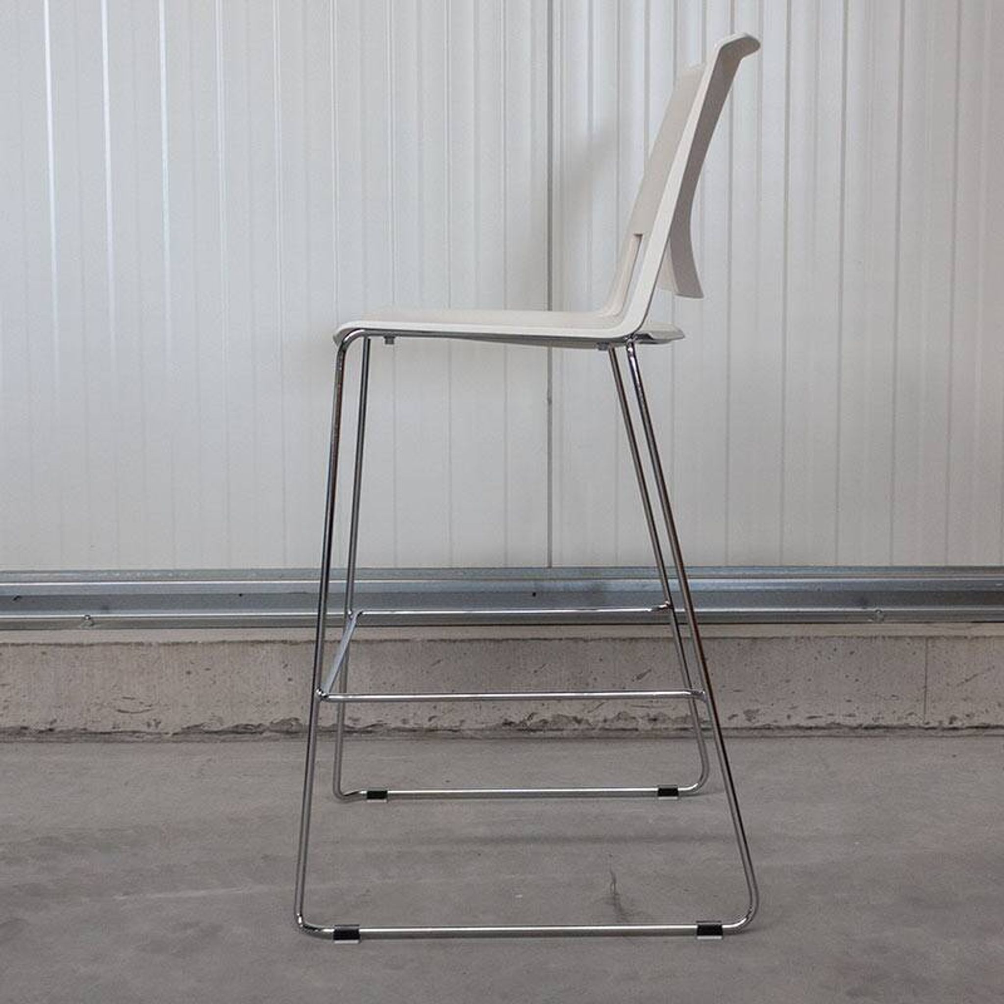 Very high stool from Haworth white and chrome