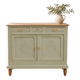 Antique art deco buffet in solid oak – pure lizard green & paint and natural wood – 121 cm