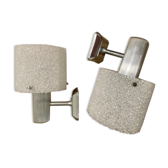 Vintage wall lamps in perspex and chrome metal 60s