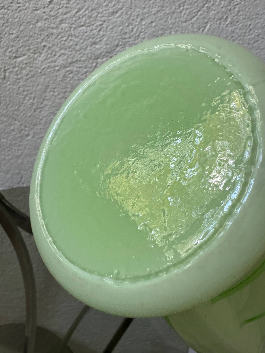 Art Deco uranium opaline skyscraper vase