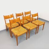 Set of 6 vintage teak Danish rope chairs Gessef Consorzio Sedie Friuli