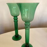Pair of XXL candle holders in blown glass