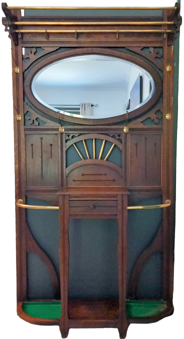 Vestiaire mural art nouveau / bois laiton