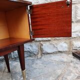 Vintage bedside table veneer wood varnish