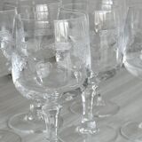 6 liqueur glasses in chiseled crystal with floral motifs Matignon model.