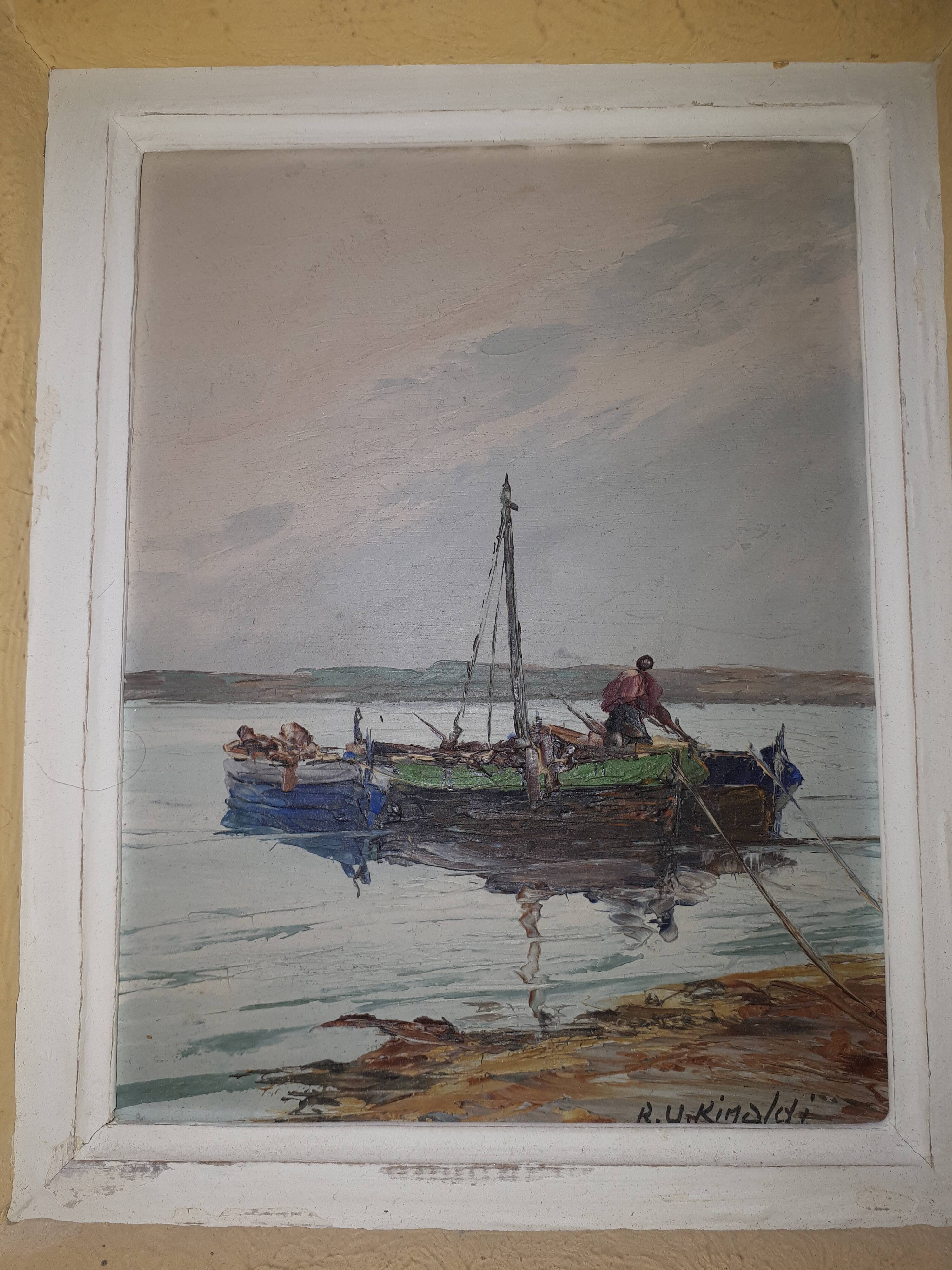 Oil on panel "fishers"