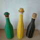 Set of 3 bottles rattan and vintage scoubidou