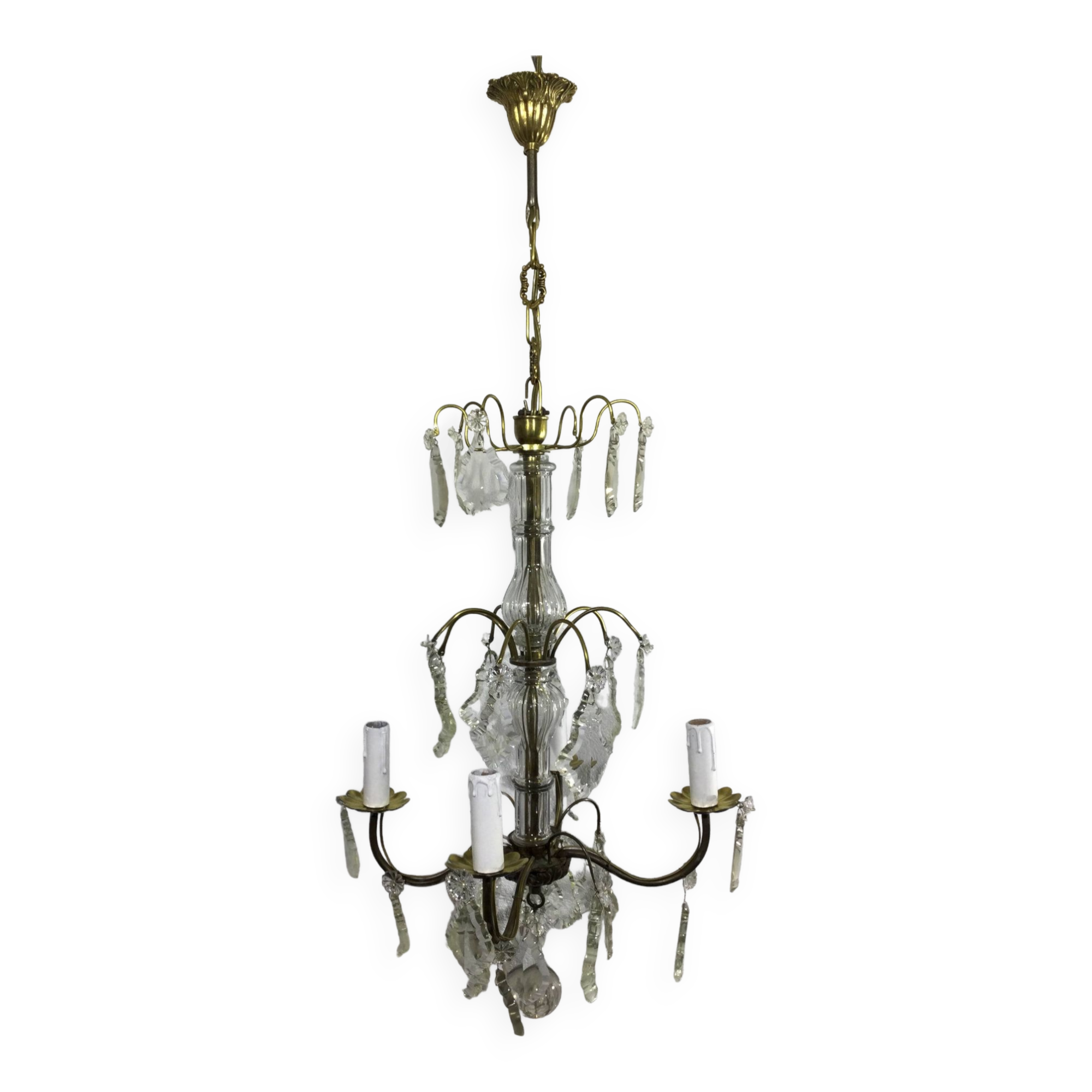Chandelier 4 lights bronze and tassels
