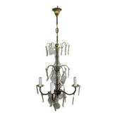 Lustre 4 lumières bronze et pampilles