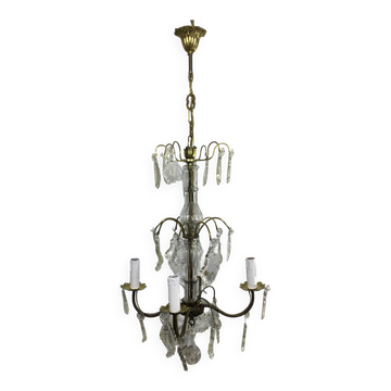 Chandelier 4 lights bronze and tassels