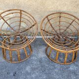 Paire de fauteuils en rotin  ou loveuses années 70