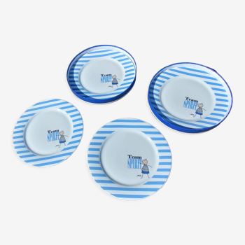 Set of 4 new flat porcelain plates in box brand Mila