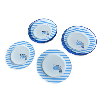 Set of 4 new flat porcelain plates in box brand Mila