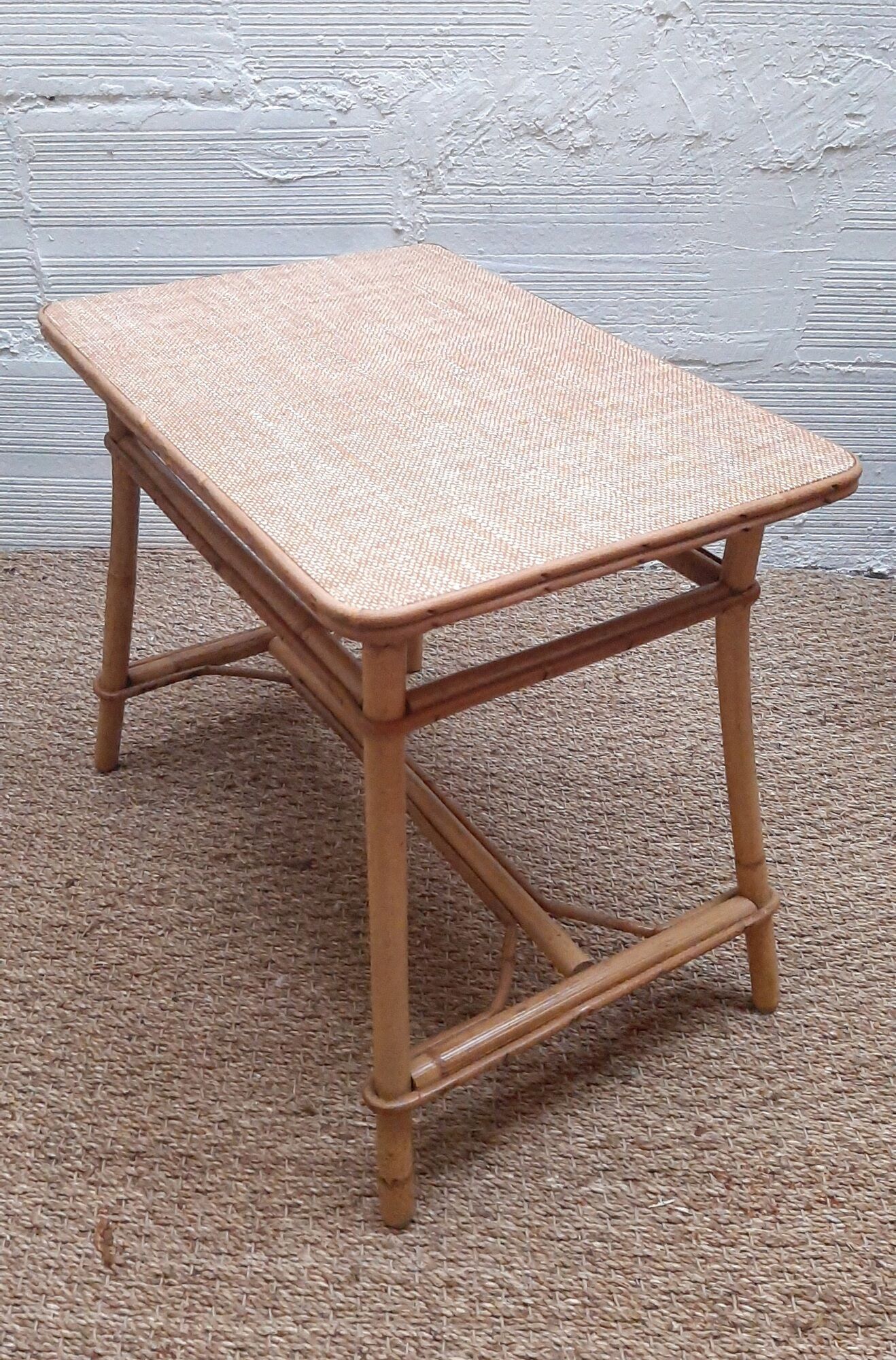 Set desk and armchair child rattan wicker 70s
