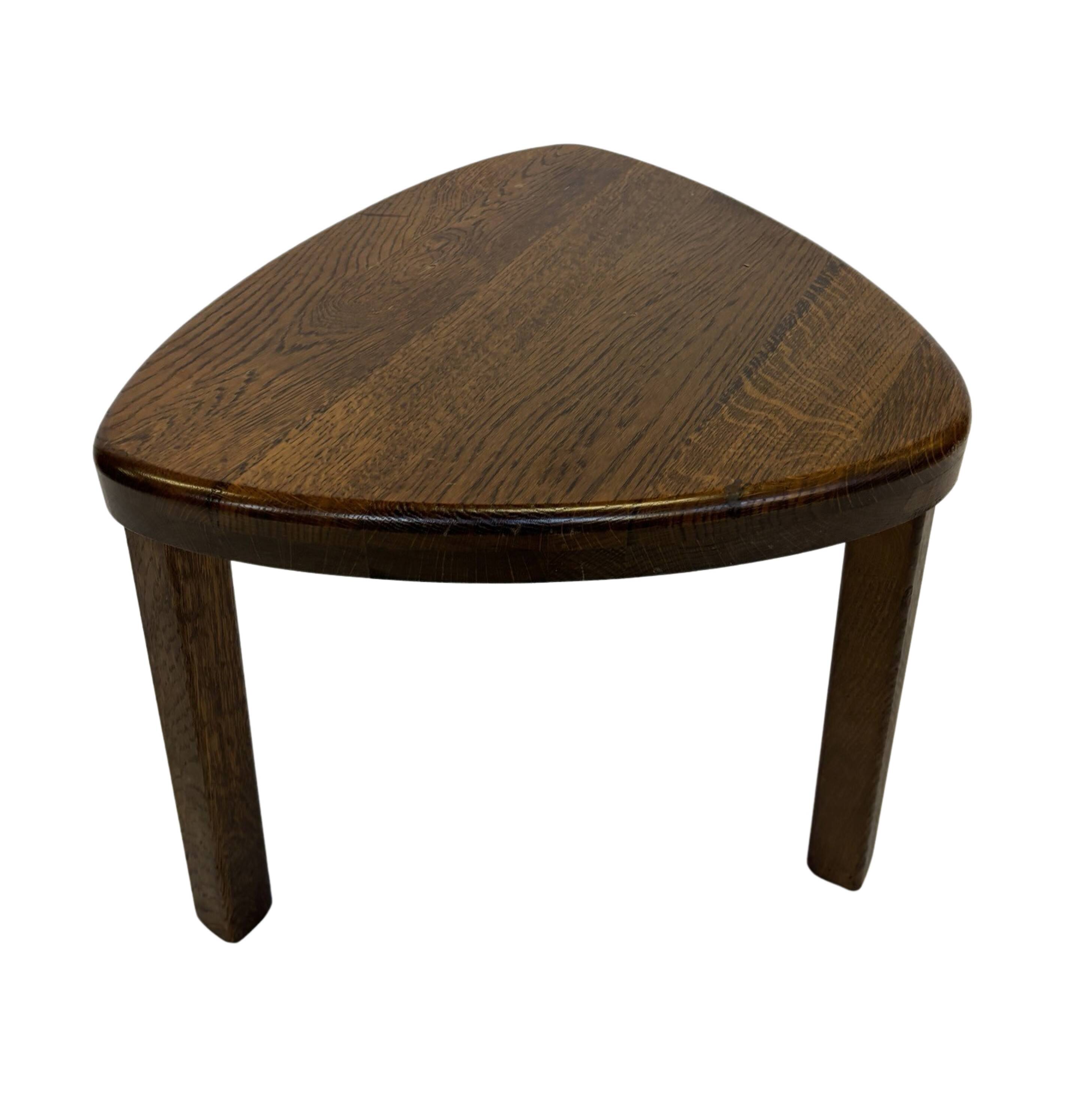 Set of 3 brutalist oak oval side or nesting tables 1970s