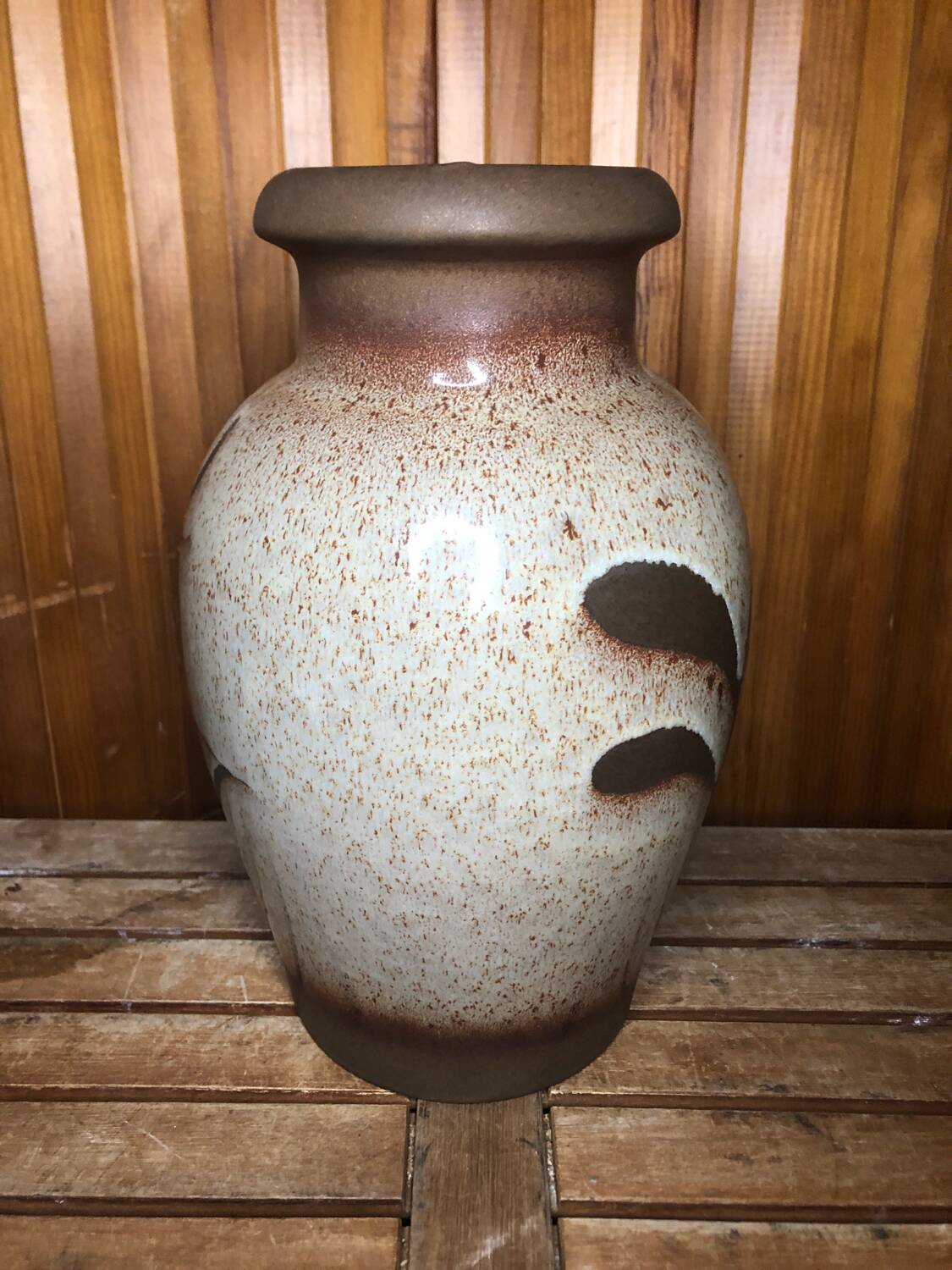 Old beige brown ceramic vase decor flowers w. germany vintage #a633