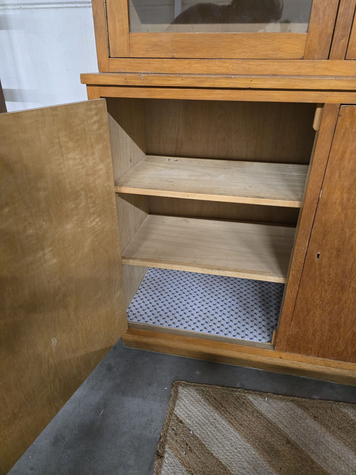 XL vintage wooden display cabinet / sideboard / wall unit