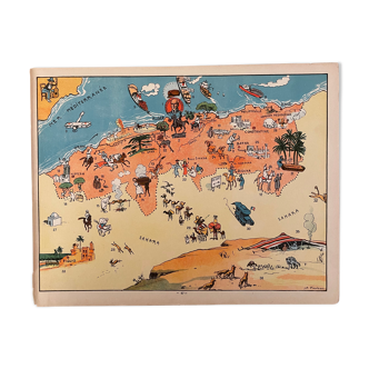 Affiche ancienne carte de l’Algérie - JP Plichon