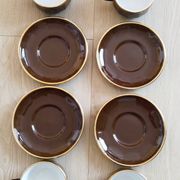 Coffee cups, Cappuccino, Yves Déshoulières, brown and gold, Nescafé