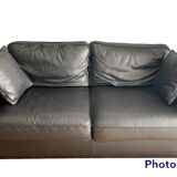 Canape' 3 place in black grained leather