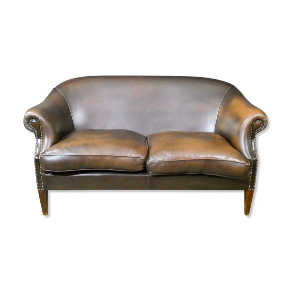Vintage Leather 2 Seater Sofa In Dark, Rustic Leather Furniture Canada