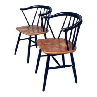 Set of Mid-Century Modern Fanett Armchairs, Denmark, 1950s