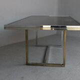 Vintage table 1970 chrome metal and glass