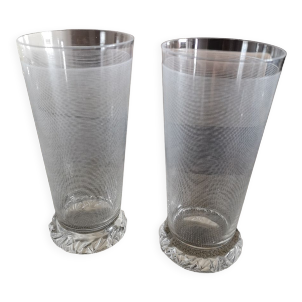 Duo de verres en cristal Daum années 1950