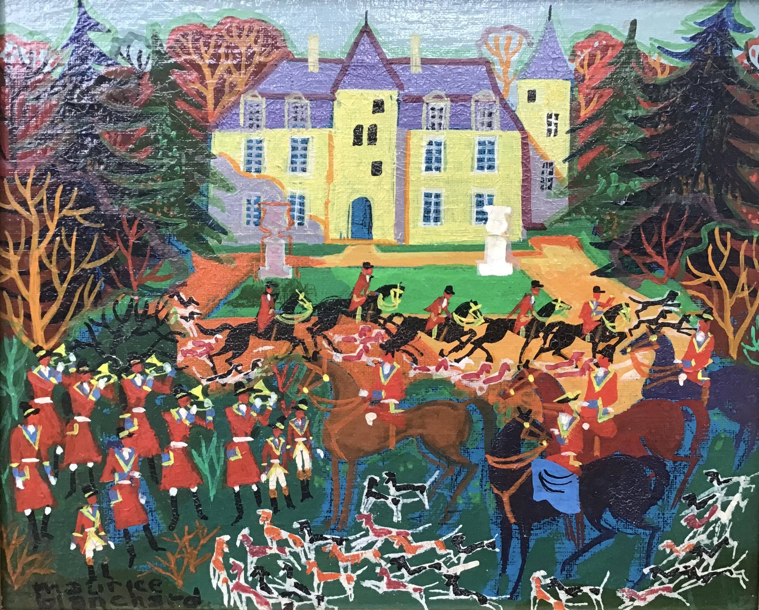 Hunting at the Castle Oil on canvas by Maurice Blanchard