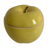 Yellow glazed ceramic box in the shape of an apple, 1970