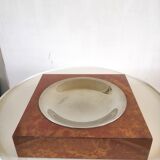 Cendrier placage bois et métal design années 70