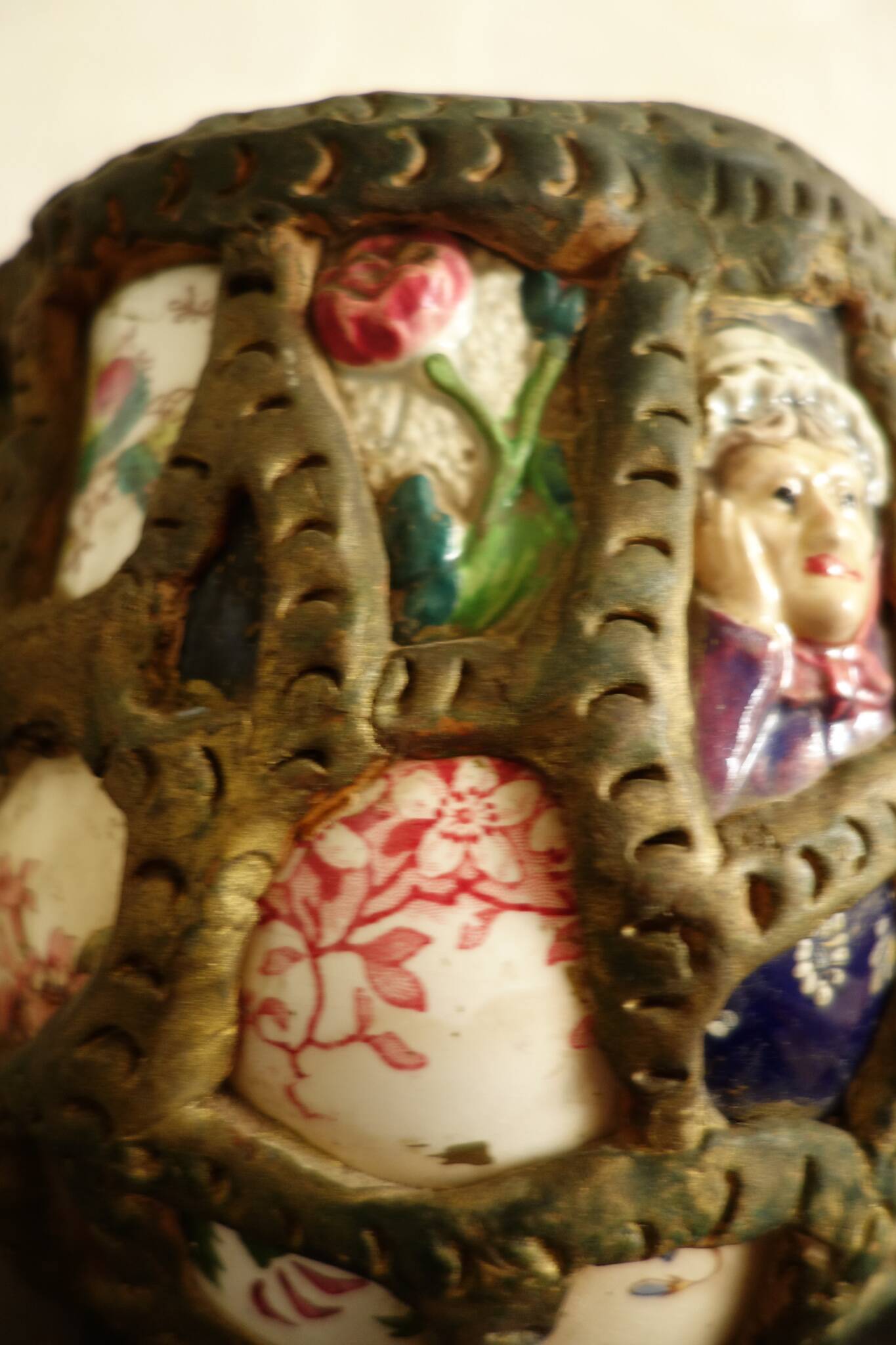 French Folk Art Mosaic Plant Pots and Plate Holders