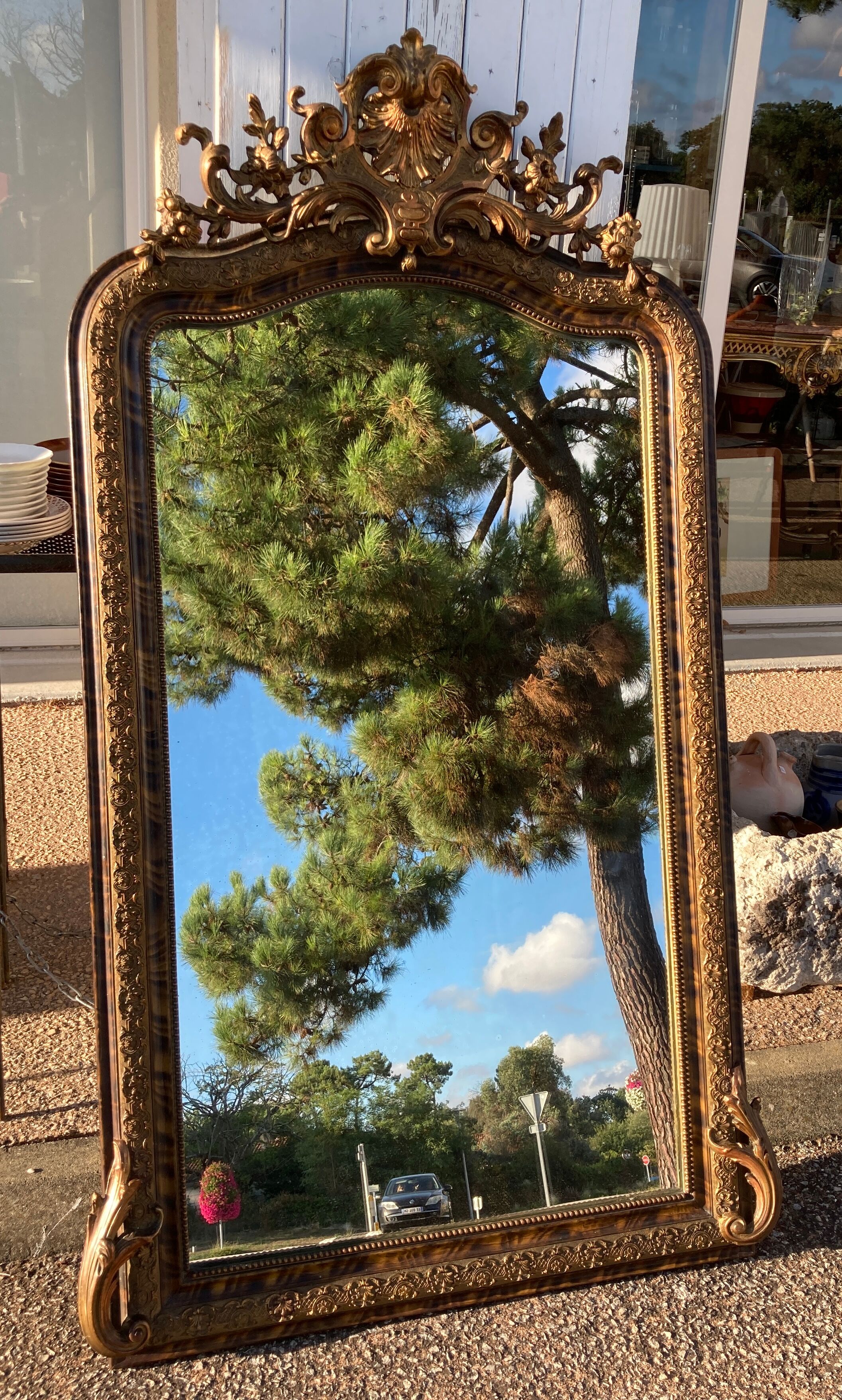 Baroque mirror 19th century gilded  84x156cm