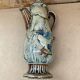 Antique teapot shaped pitcher ceramic brown beige vintage ducks decor