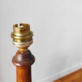 Pair of antique carved wooden lamps