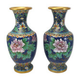 Paire de vases en bronze émail cloisonné chinois chine