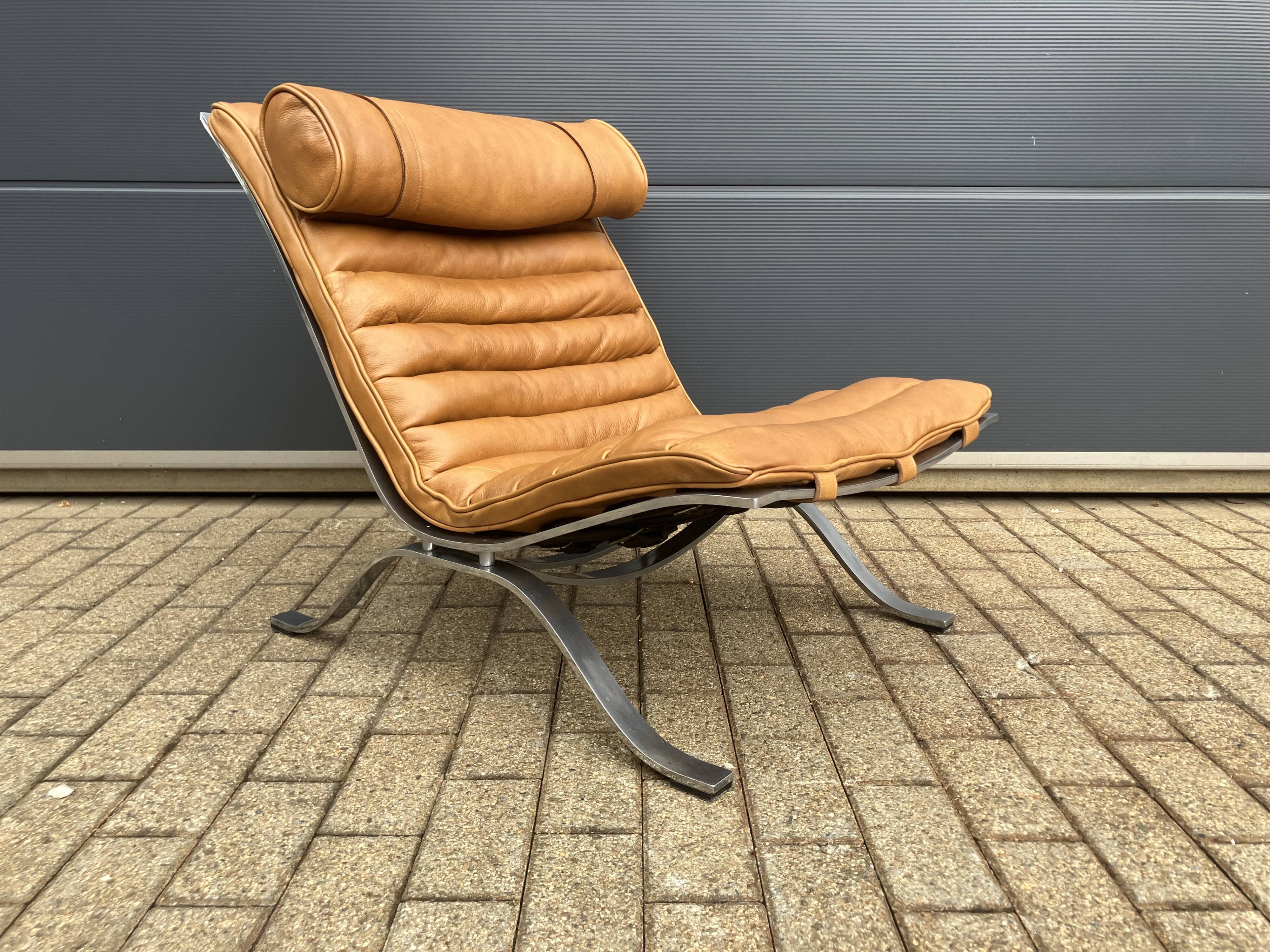 Arne norell ari lounge chair, camel cognac leather nieuwstaat!