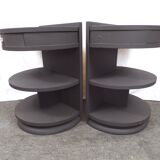 Pair of rounded bedsides revamped art deco