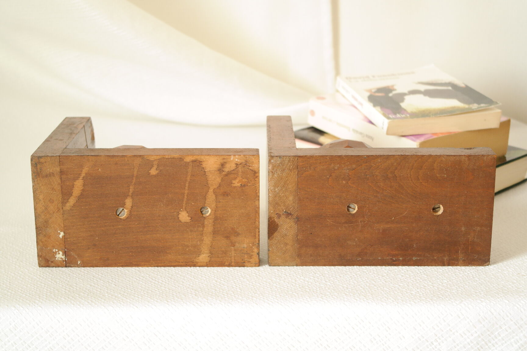 Art Deco bookends in wood faceted balls