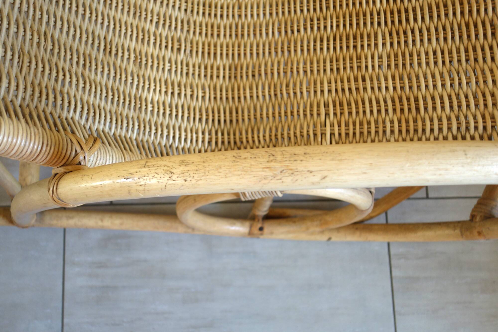 Vintage rattan bamboo rocking chair