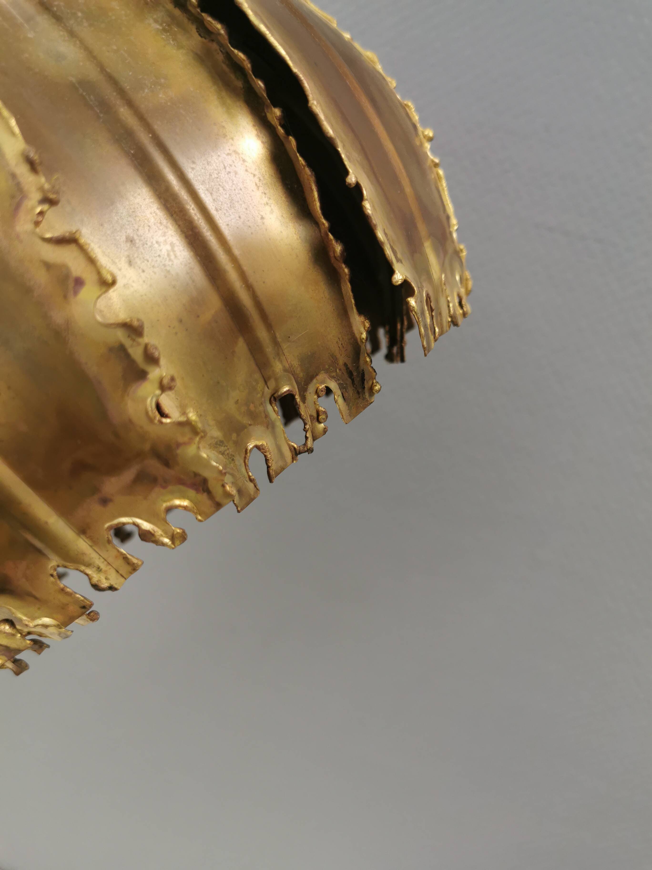 Brutalist flame-cut brass hanging lamp, by Svend Aage Holm Sørensen (SAHS)