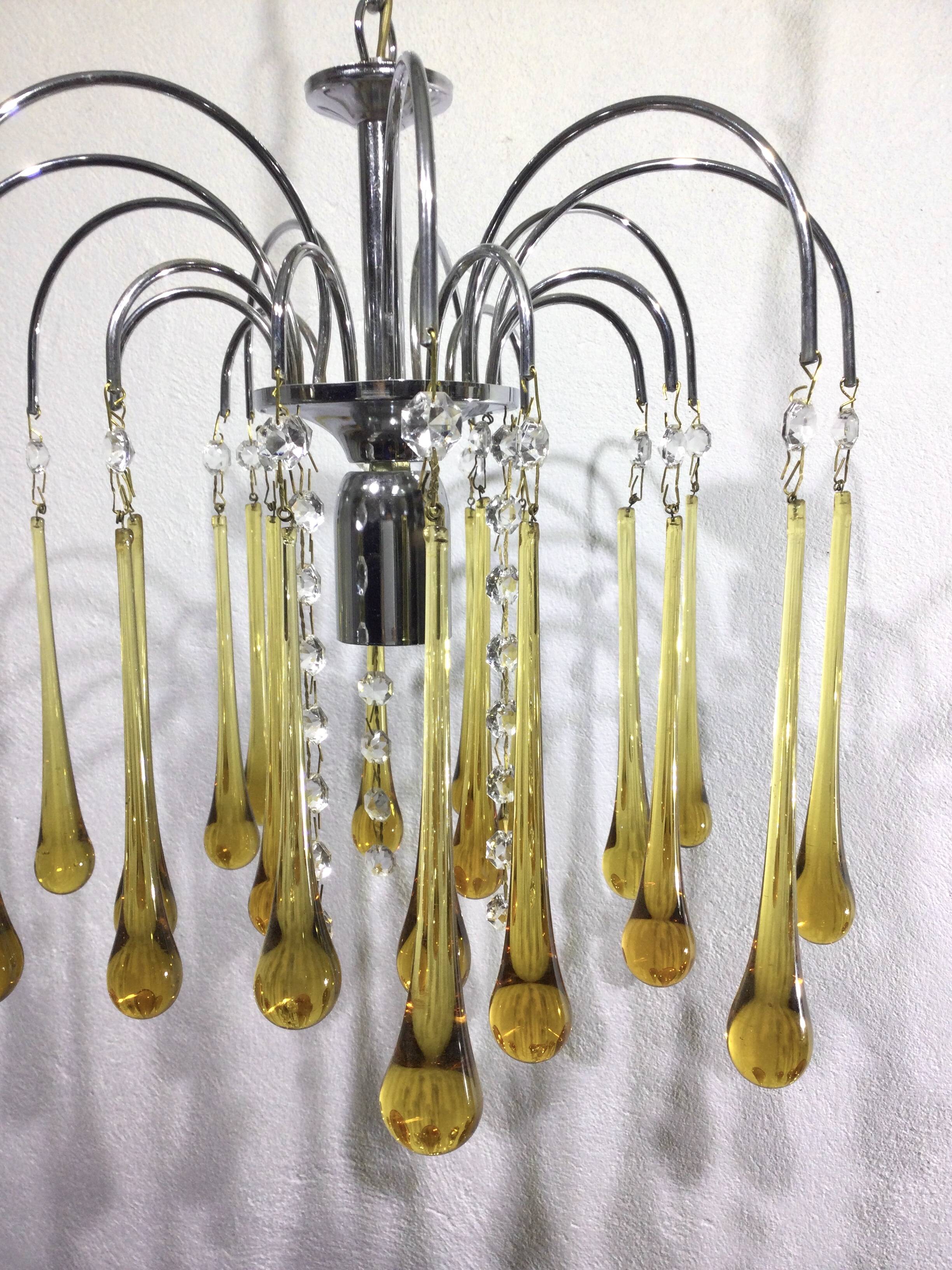 Murano chandelier drops in amber crystal