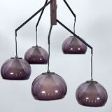 Rare Large Vintage brass and plexiglass chandelier by Lampter Milano, Italy 1950s