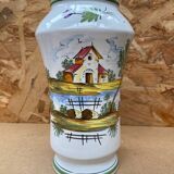 Ancien vase e. tessier la licorne céramique blanche décor peint vintage