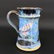 Blue foam glazed stoneware pitcher—Signed art ceramic