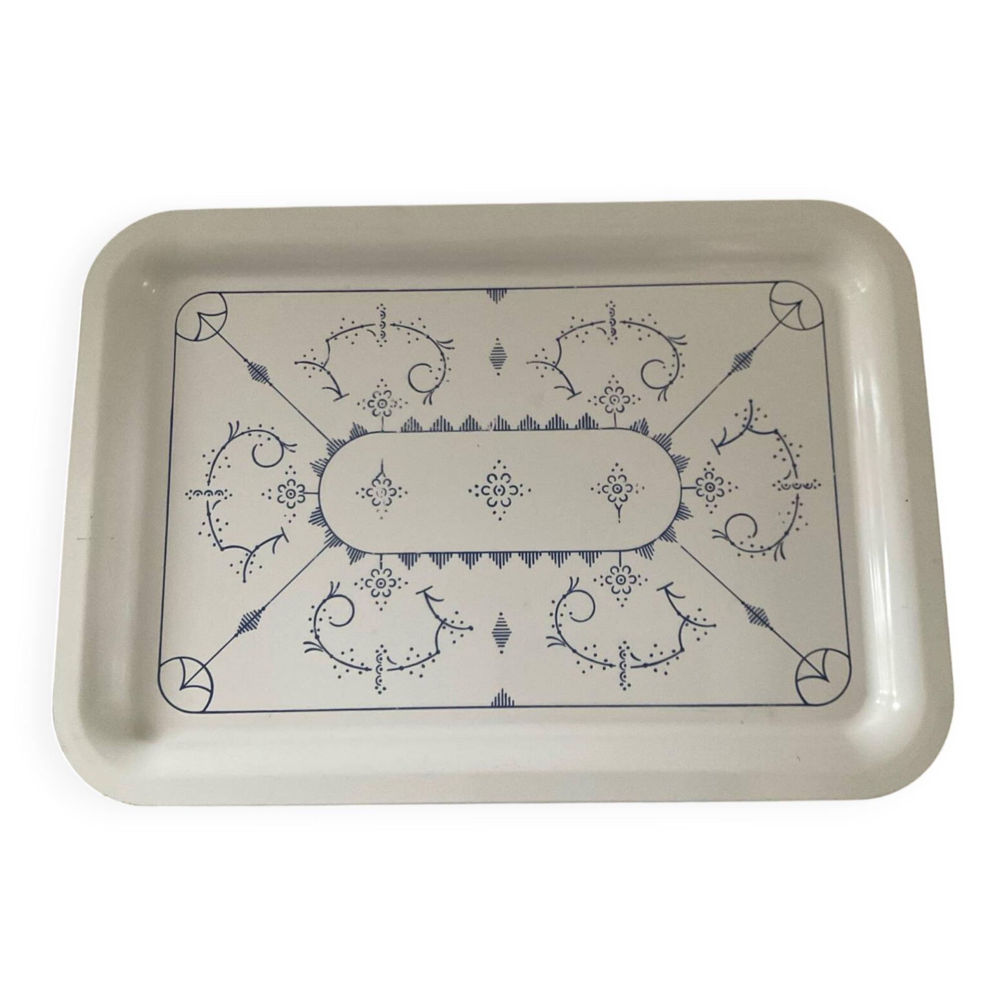 Vintage enameled metal tray