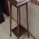Solid wood side table with marble top