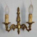 Pair of French Traditional Style Bronze Mid Century Double Wall Lights