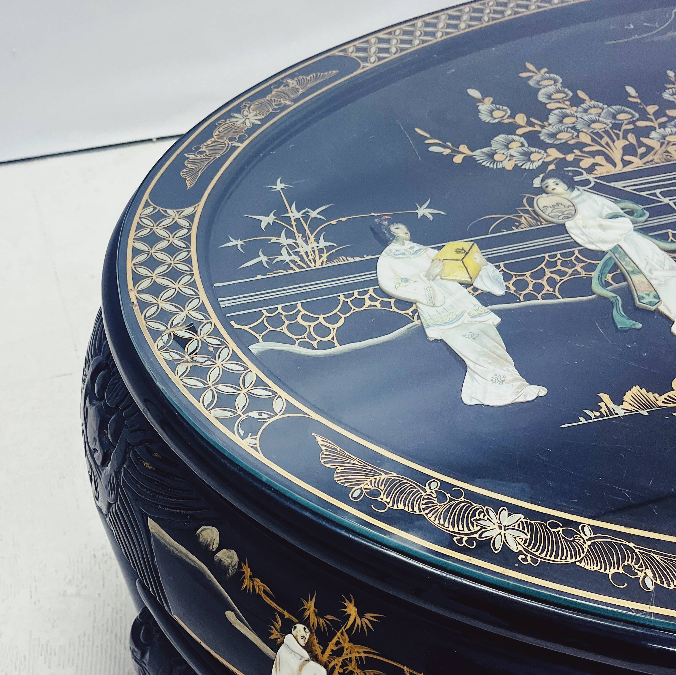 Chinese Coffee Table with 6 Matching Stools