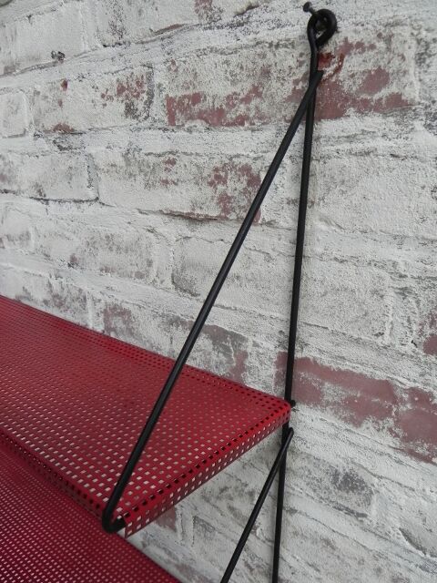 Steel wall rack with 2 shelves by Tjerk Reijenga perforated for Pilastro